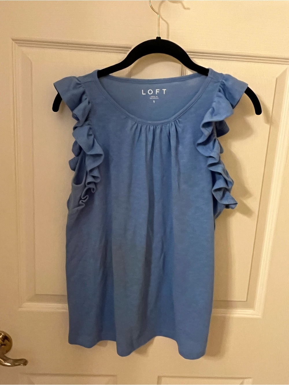 Ann Taylor Loft Flutter Sleeve Women’s Top Shirt Size Small Blue